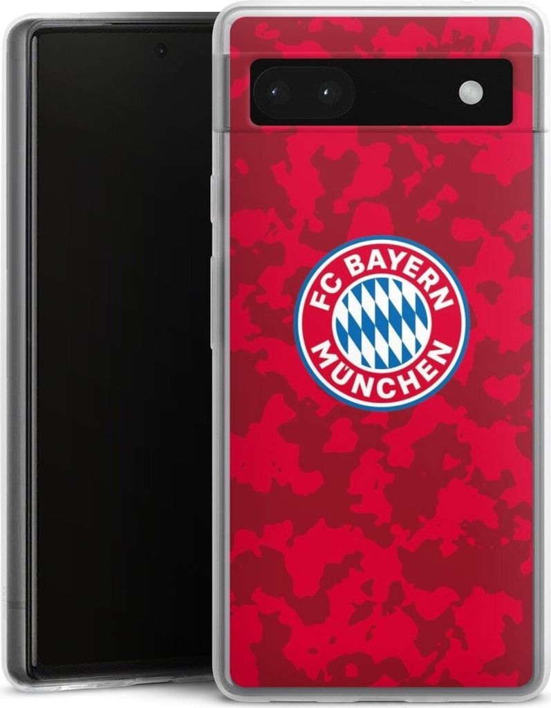 DeinDesign Slim Hülle für Google Pixel 6a Silikon Case Ultra Dünn Handyhülle FC Bayern München Camouflage FCB