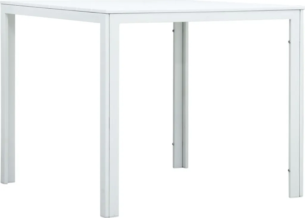 Table basse HDPE blanche aspect bois 78x78 cm résistante aux intempéries