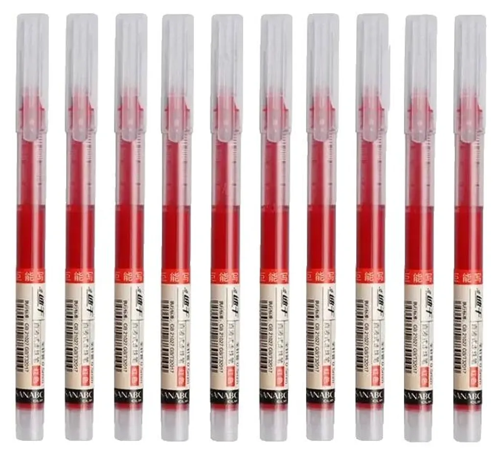 Stylos Gel Rouges pour Prise de Notes Rapide - Pack 10pcs Encre Douce