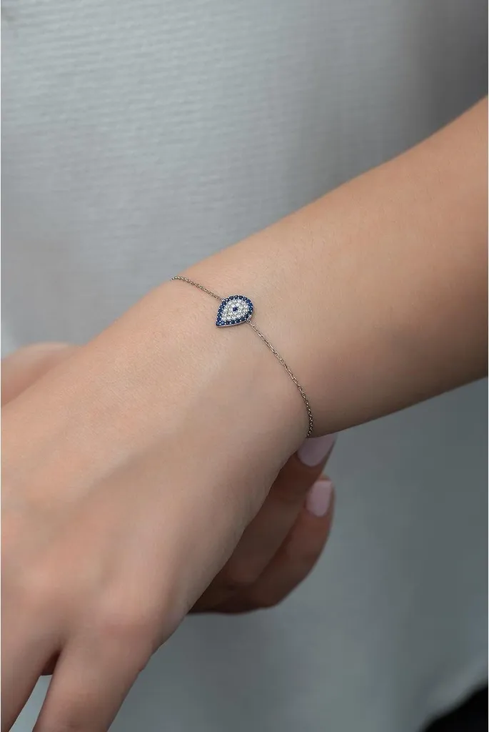 Bracelet argent 925 Nazar rhodié - Anti-oxydation et éclat durable