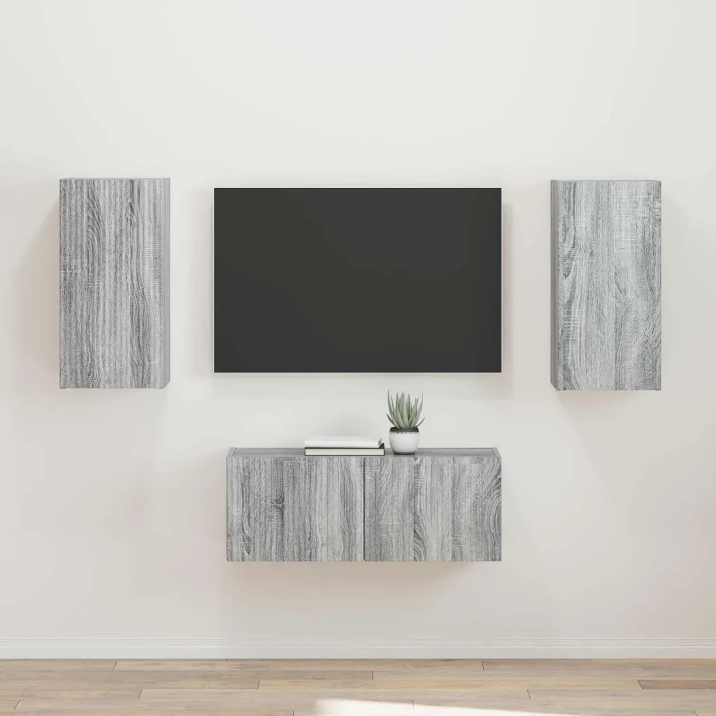Maison Exclusive Meuble TV Mural 2 Pièces en Bois Gris Sonoma Moderne