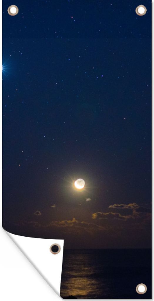 MuchoWow 40x80 cm Outdoor-Poster Gartendeko Sichtschutz Garten Poster für den Garten Mond - Venus - Meer