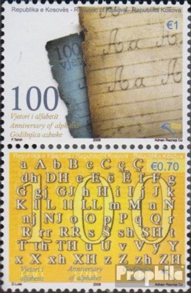 Briefmarken Kosovo 2008 Mi 116-117 Paar (kompl.Ausg.) postfrisch Alphabet
