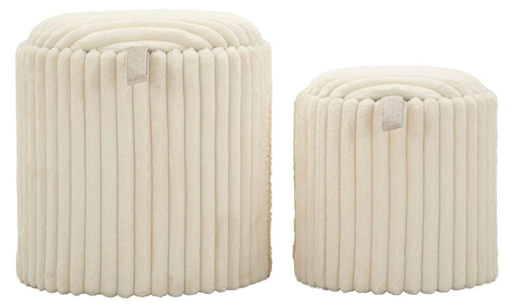 2er Set Hocker Goteborg 40 x 42 x 40 cm MDF Polyester Weiß
