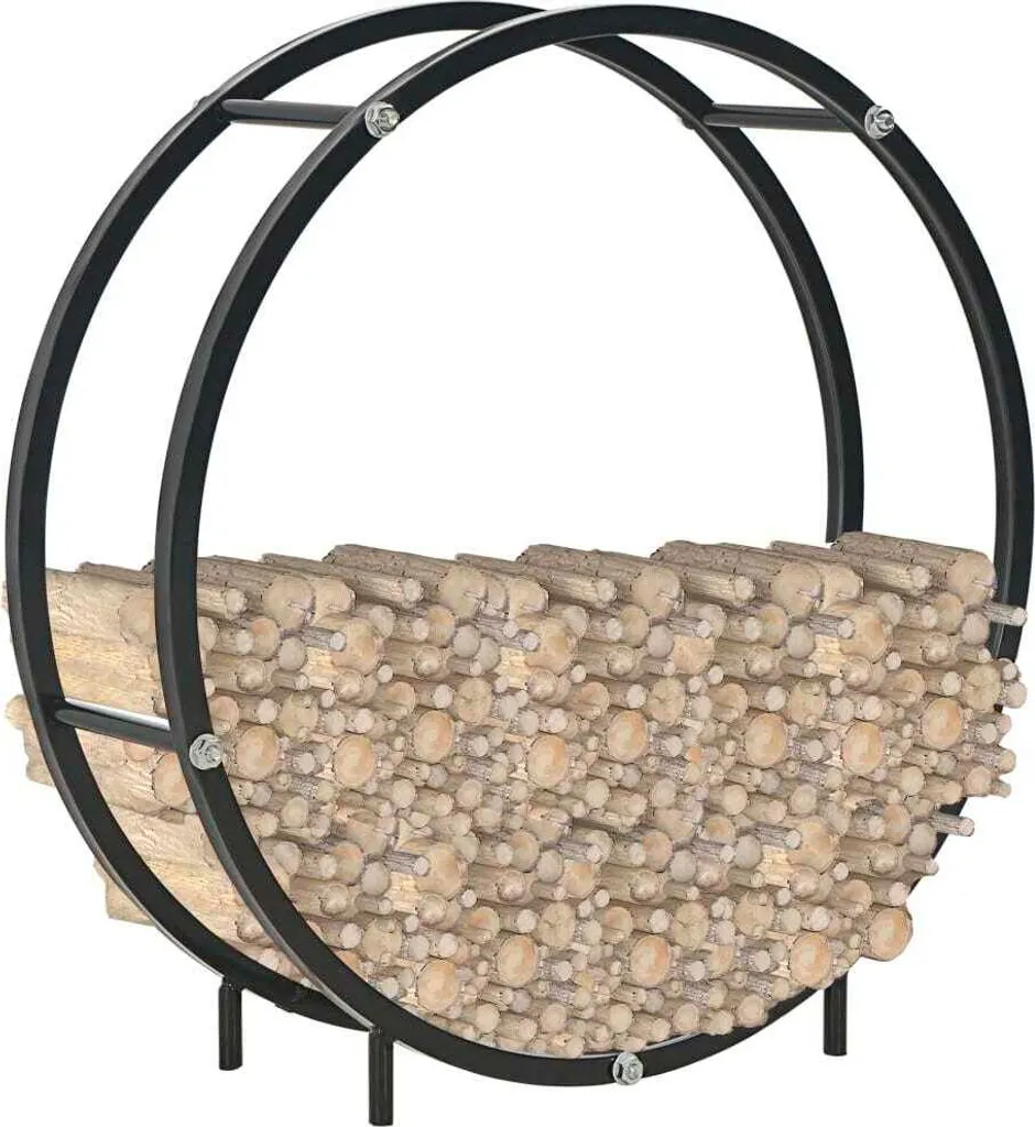 Étagère à bois de chauffage noir 70x20x70 cm en acier robuste - Modèle H2