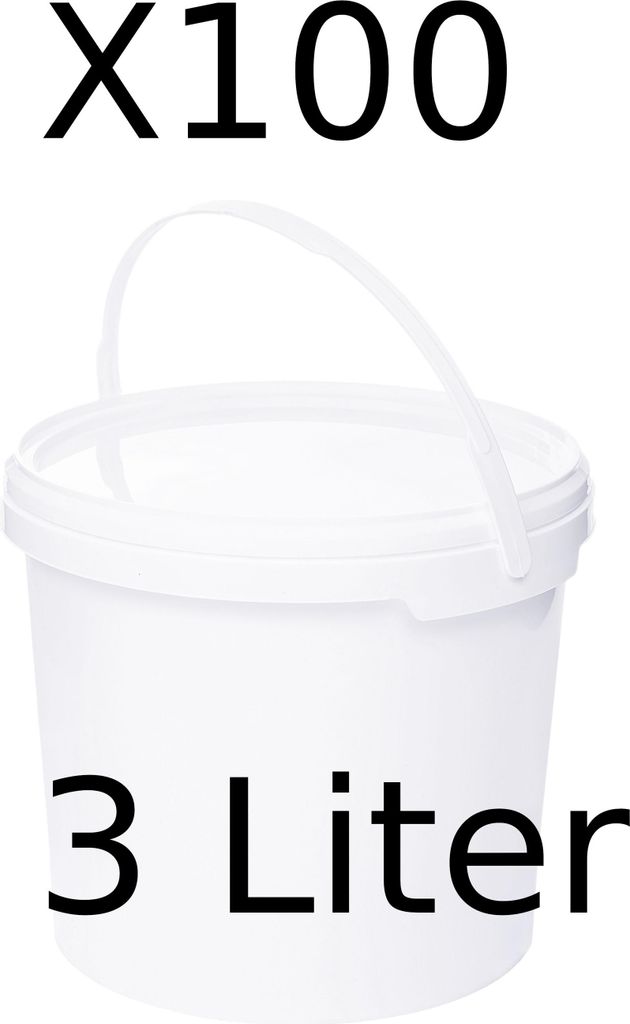 BenBow Eimer mit Deckel 3L x100 Weiß - lebensmittelecht, stabil, luftdicht, auslaufsicher, geruchsneutral - Plastikeimer mit Henkel - leer