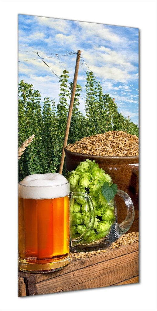 Wallario selbstklebende Duschrückwand 70 x 180 cm mit Motiv Frisch gezapftes Bier, Hopfen und Malz - Wandverkleidung mit Hochglanzlaminat in Glaso...