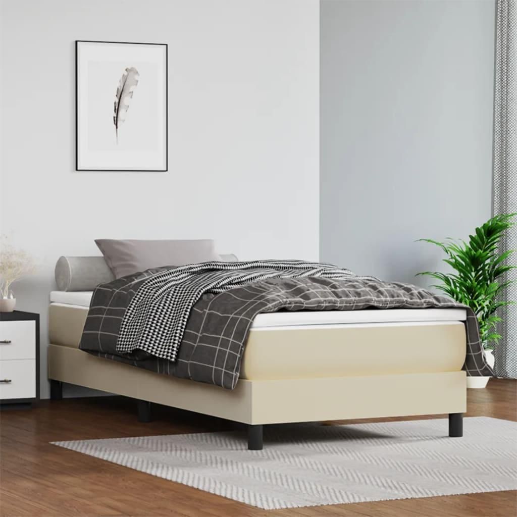 Maison Exclusive - Boxspringbett mit Matratze Creme 90x190 cm Kunstleder