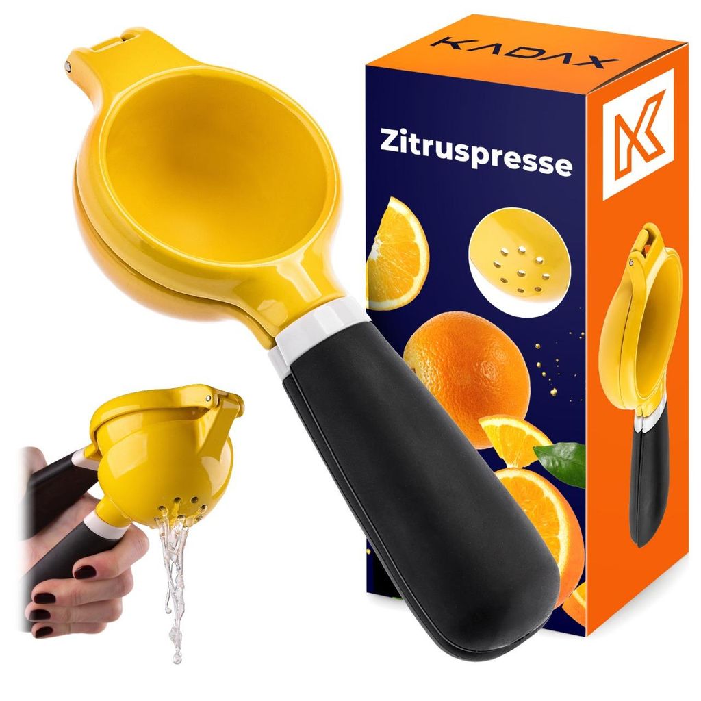KADAX Zitronenpresse aus Metall, manuelle Zitruspresse für frische Säfte, Limettenpresse, Handpresse für Zitronen, Limetten & kleine Orangen, Sa...