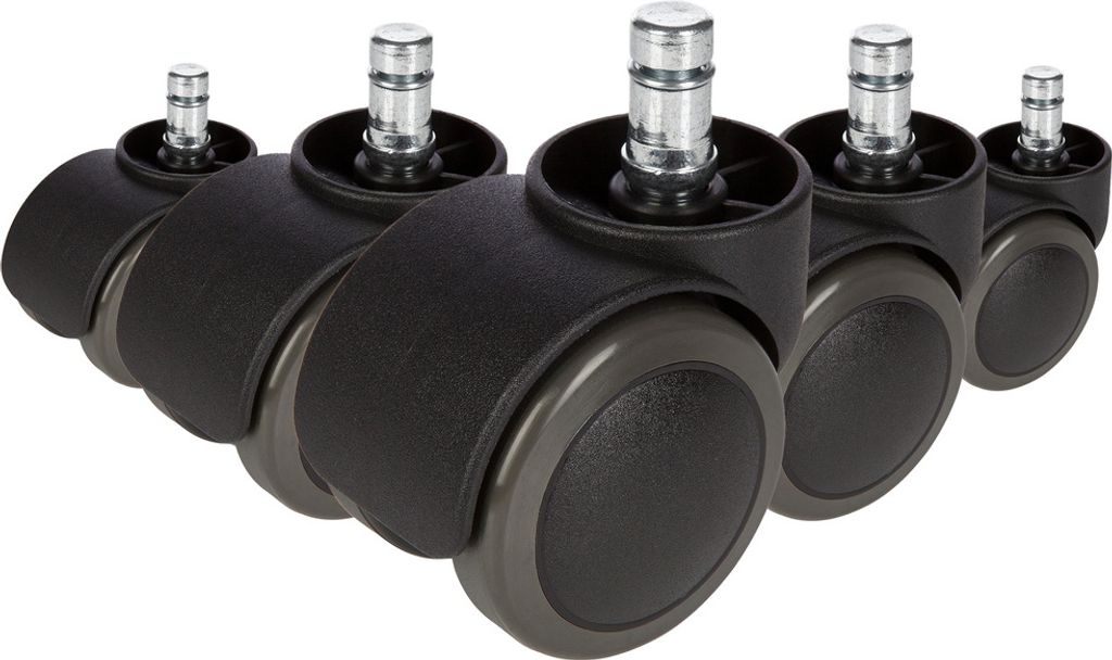 hjh OFFICE Stuhlrollen 5x ROLO No-Noise 11mm/50mm Ersatz Rollen Bürostuhl für Parkett, Laminat, Fliesen oder Steinboden