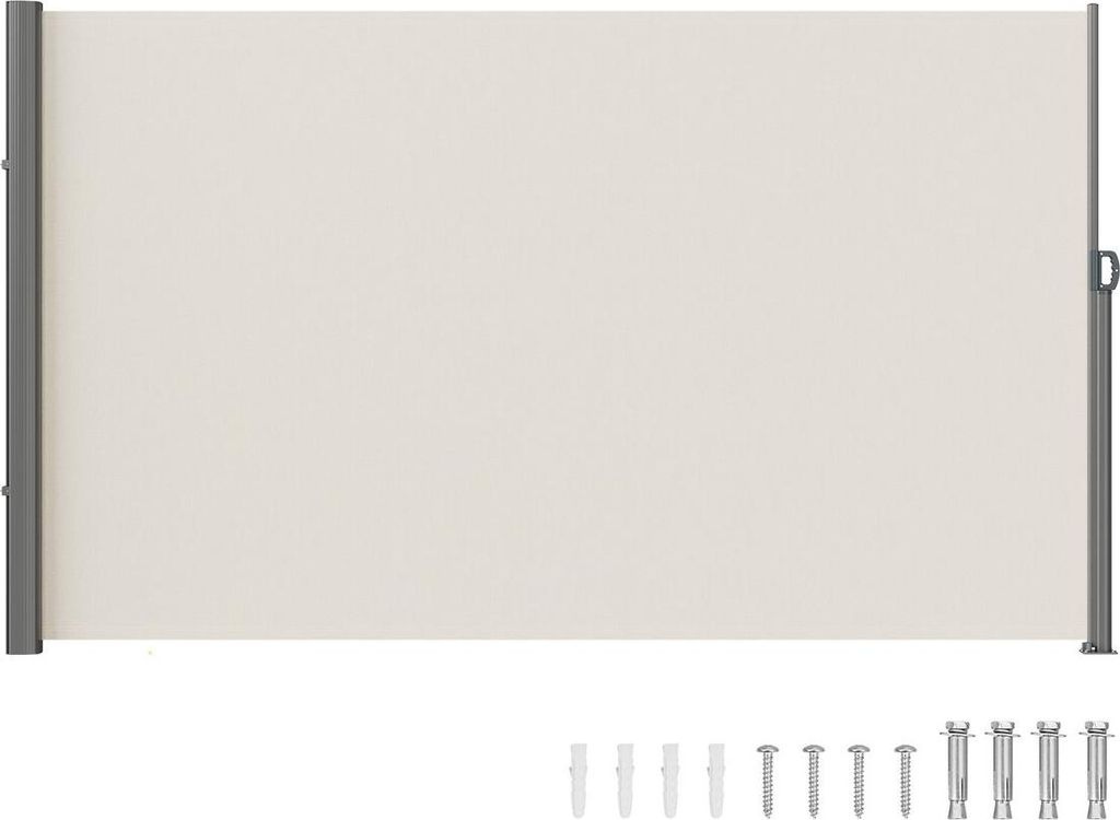 Einziehbare Seitenmarkise, 63''x 118'' Sichtschutz für den Außenbereich, 180 g Polyester, wasserdichter, einziehbarer Terrassenschirm, UV 30+, Ra...