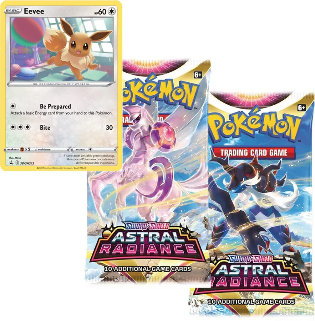 Blister 3 Boosters Pokémon Astres Radieux avec Carte Promo Évoli Rare