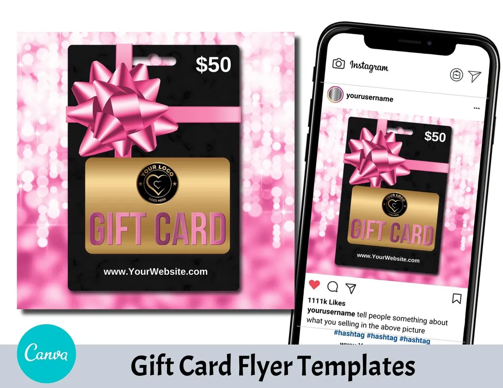 Modèle de Carte Cadeau à Imprimer PDF Éditable pour Votre Boutique
