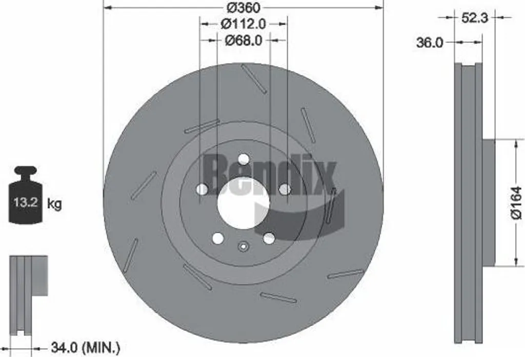 Disque de frein BENDIX traité HC pour Macan - Qualité OE 95B615302E 30mm