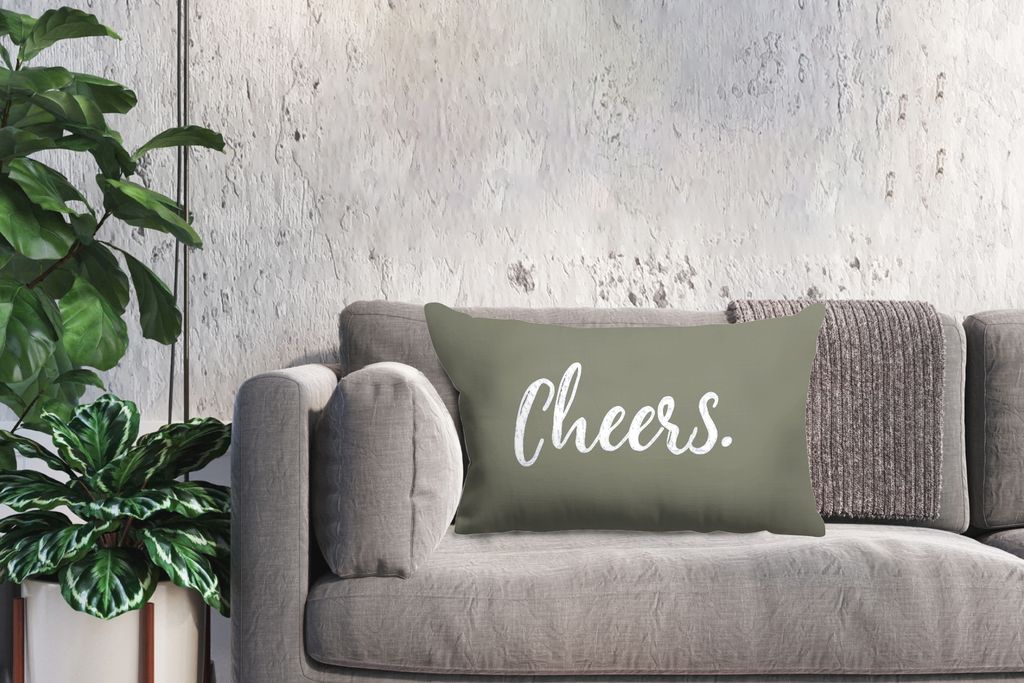 MuchoWow Zierkissen Sofakissen Wohnzimmer Dekokissen 60x40 cm Zitate - Prost - Sprichwörter - Trinken - Kopfkissen - Polster mit Foto