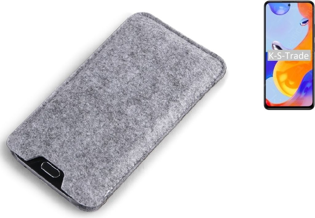 K-S-Trade Filz Handyhülle kompatibel mit Xiaomi Redmi Note 11 Pro Global Schutzhülle Filztasche Filz Tasche Case Sleeve Handy Hülle Filzhülle grau