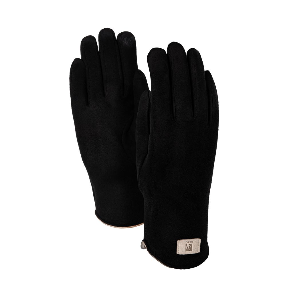 Damen Velour Handschuhe HEYO mit Fleecefutter Winterhandschuhe Warm, Elastisch, Touchscreen Gefüttert Einheitsgröße Schwarz