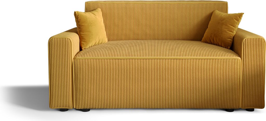Sofa Alvito BIS, Farbe: Honiggelb. Material: Kord. A: H: 85 cm, L: 94 cm, B: 176 cm, Sofa mit Bettkasten, Sofa klein.