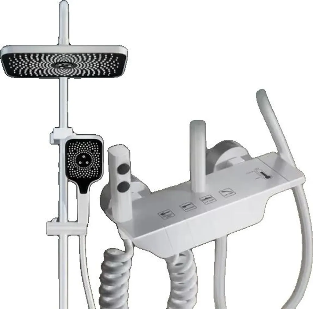 Ensemble douche blanc thermostatique anti-calcaire 4 fonctions de luxe