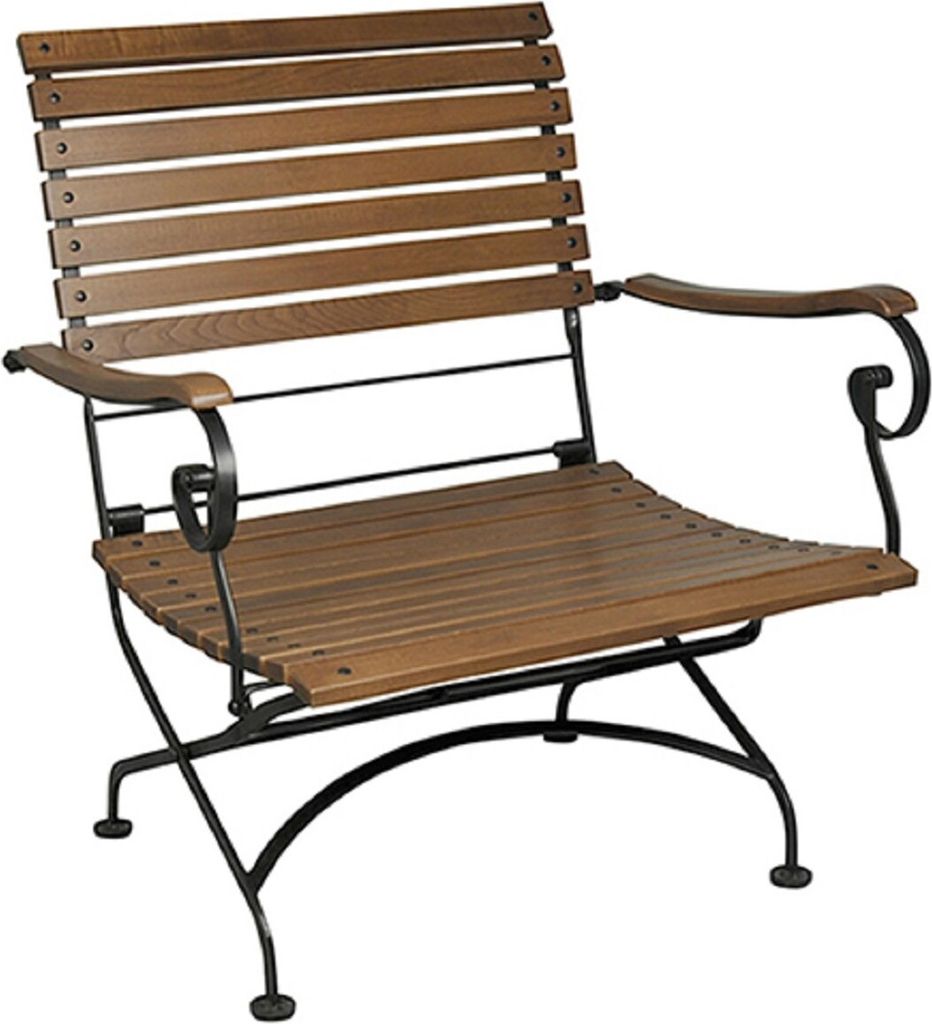Casa Padrino Jugendstil Gartenstuhl Dunkelbraun / Schwarz 86 x 62 x H. 96 cm - Klappbarer Gartenstuhl - Holz Eisen Garten Möbel - Barock & Jugends...