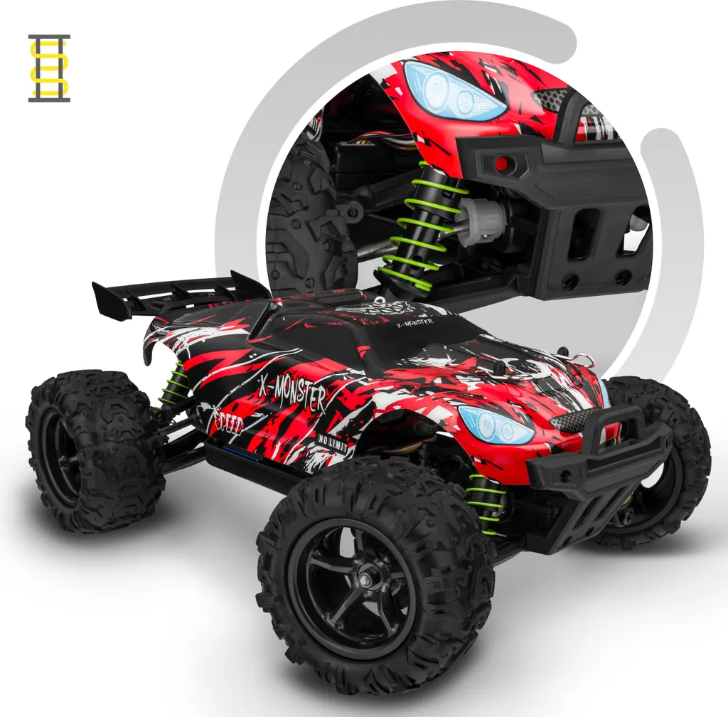 Voiture RC incassable 45 km/h X-Monster 3.5 avec 2 coques de rechange - 38