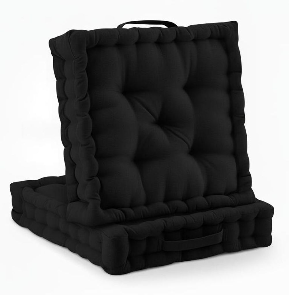 Beautissu Lot de 2 coussins de sol Mila, 50 x 50 cm, noir Image du produit 