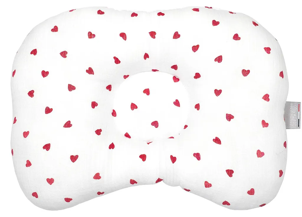 Oreiller bébé ergonomique Lovio 30x25cm en coton rouge Sevira Kids