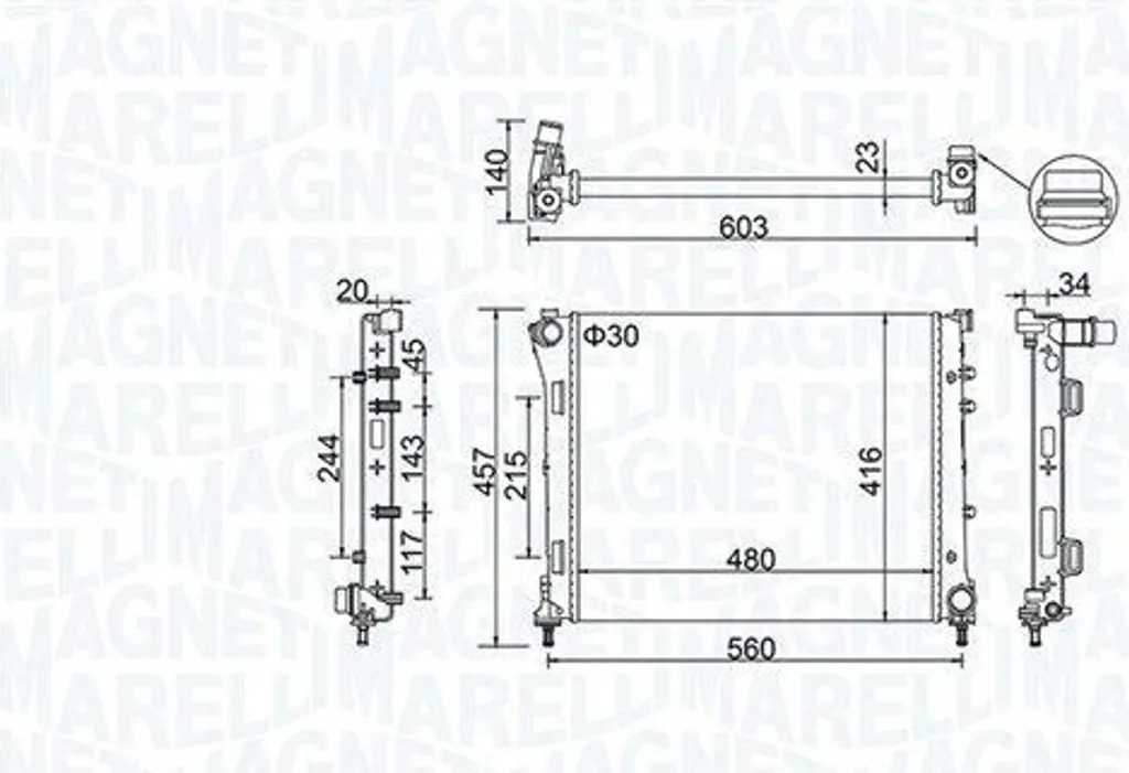 Radiateur moteur pour Fiat 500 et Panda : pièce de rechange premium d'eau