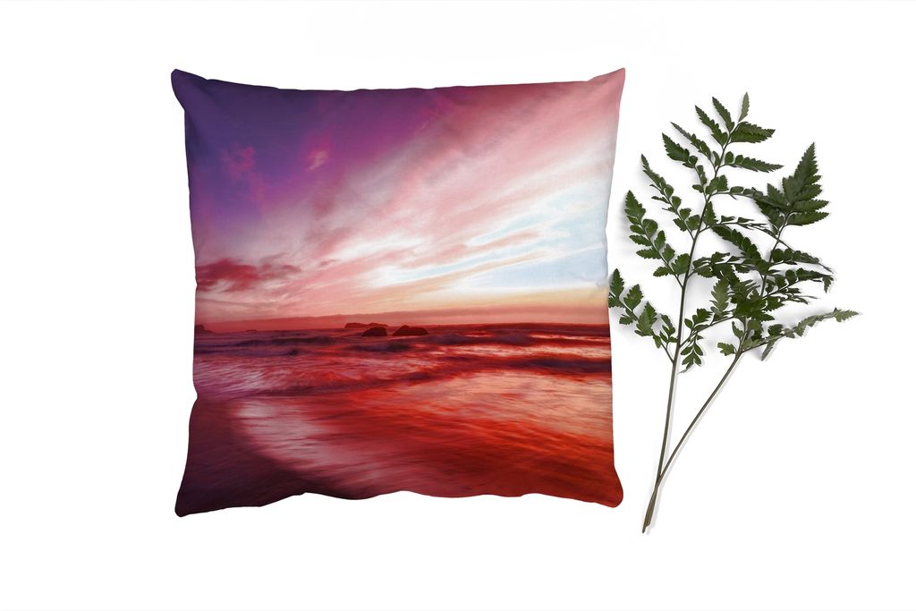 MuchoWow Zierkissen Sofakissen Wohnzimmer Dekokissen 45x45 cm Strand - Meer - Natur - Abend - Schlafpolster - Polster für das Sofa