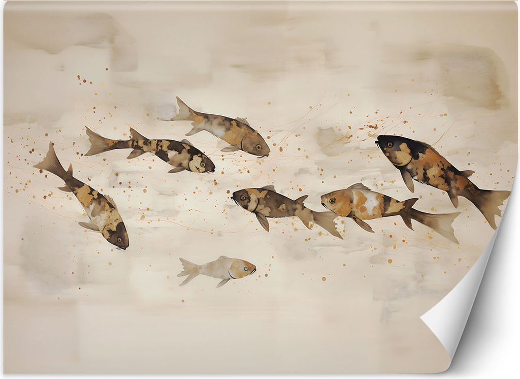 Vlies fototapete Koi-Fische 250x175 cm Feeby Beige inkl. Kleber einfache Montage