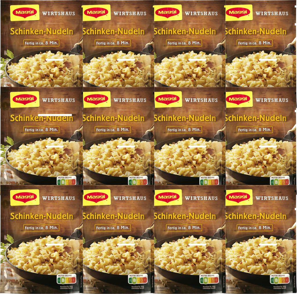 Maggi Wirtshaus Schinken-Nudeln VPE (12x168g Packung) + usy Block