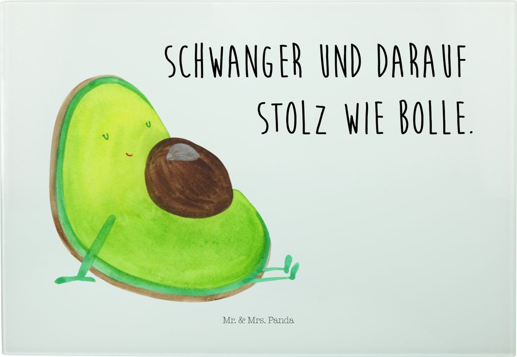 Mr. & Mrs. Panda Schneidebrett Glas Avocado Schwangerschaft - Weiß - Geschenk, Baby, Design, Babyparty, Liebe, Servierplatte, Schwanger, Hackbrett...