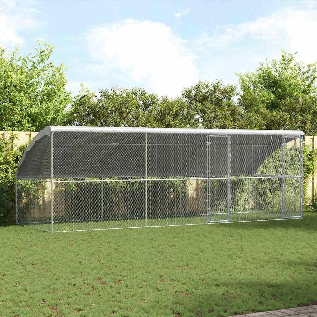 "2026 MODERNE"Hühnerkäfig - modernes Design - Outdoor-Tierkäfig/Hühnerhaus - 3 pcs Silber 600x200x198,5cm Verzinkter Stahl DE750286 - Kleintier...