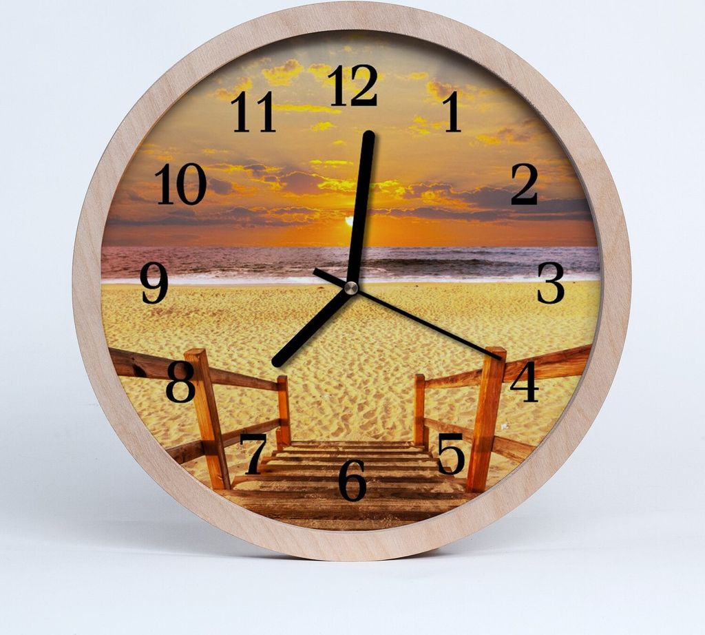 Holzuhr 30fi cm wanduhr - Brücke Strand-Landschaft Produktbild 