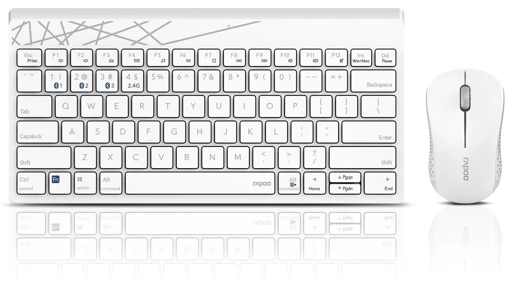 Pack clavier souris sans fil blanc RAPOO 8000M pour PC Mac et tablette