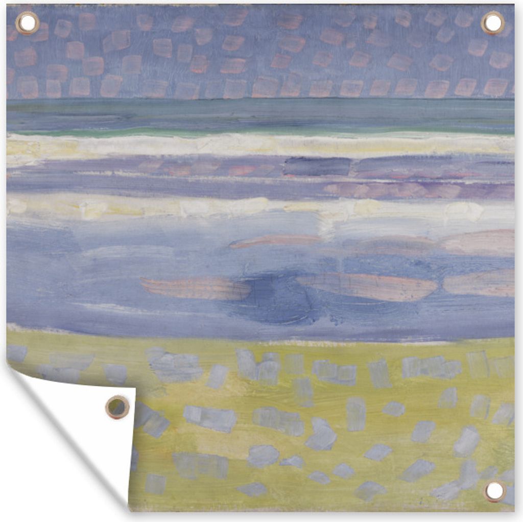 MuchoWow 50x50 cm Outdoor-Poster Gartendeko Sichtschutz Garten Poster für den Garten Meer nach Sonnenuntergang - Piet Mondrian