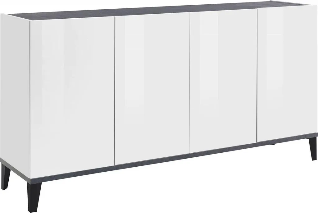 Buffet Ashley Blanc Brillant 160x40x82h cm, Meuble Italien de Qualité