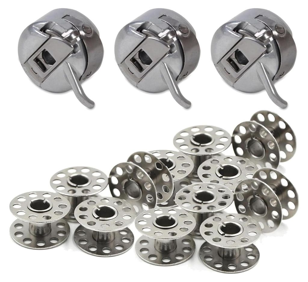 15 Stück Nähmaschinen Spulen mit 3 Spulenkapseln + 12 Produktbild 
