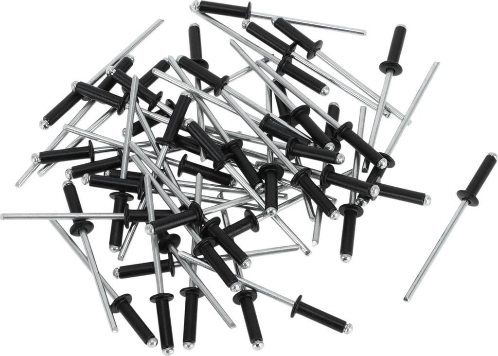 50 Stk. Dome Head Großkopf-Blindnieten Aluminium Schwarz Silberton 3,2 mm Griffdurchmesser 14 mm Grifflänge 6,7 mm Flanschdurchmesser