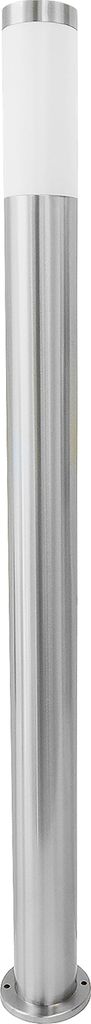 A tall, cylindrical outdoor lamp with a silver base and a white top, shown against a white background.