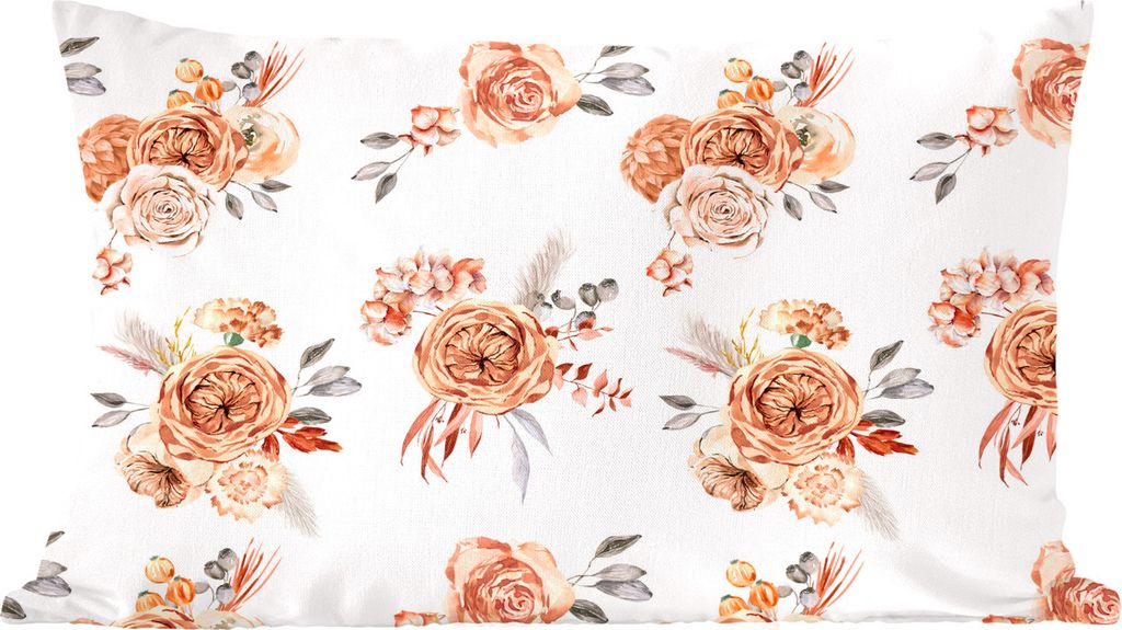 MuchoWow Zierkissen Sofakissen Wohnzimmer Dekokissen 50x30 cm Rosen - Bohème - Braun - Wohnzimmerdekoration - Polster mit Photo