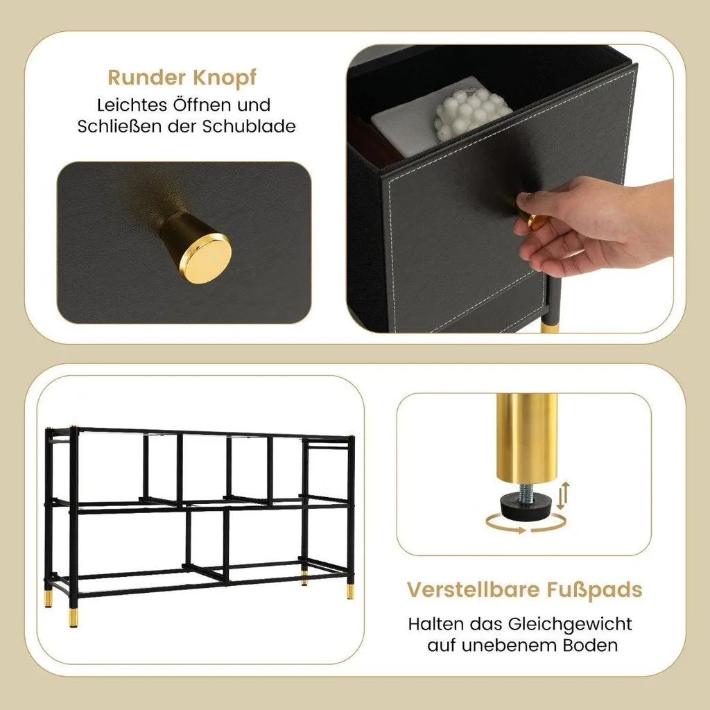 Commode chambre pour vêtements avec 5 tiroirs noirs gain de place - 4