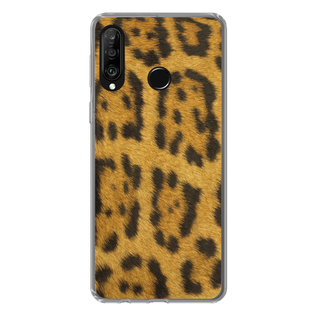 MuchoWow Handyhülle Schutzhülle Hülle für Huawei P30 Lite Leopardenfell Silikon Softcase Handy Hülle - Handyhülle