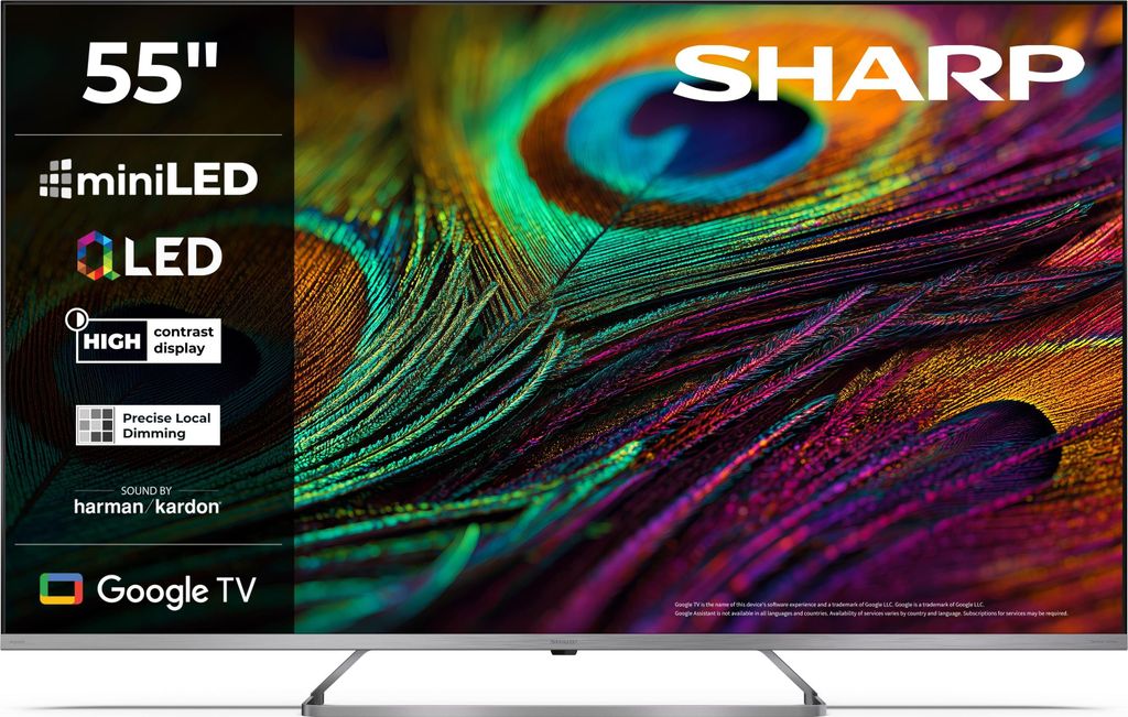Sharp 55JP7265E 55 Zoll Fernseher 4K Ultra HD QLED MiniLED Google TV Harman Kardon Dolby Vision Atmos