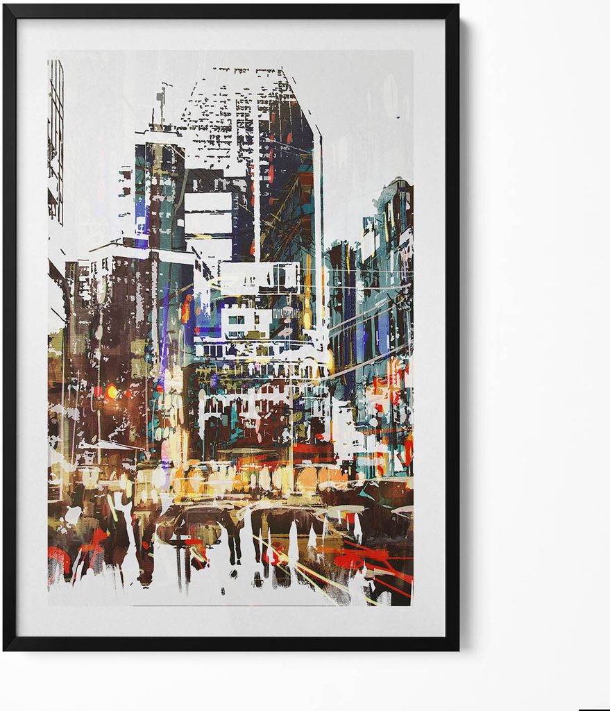 New York - eine pulsierende Stadt– Wandbild mit Rahmen – Gerahmtes Bild – Wanddekoration – 70x100 cm – Schwarz Rahmen