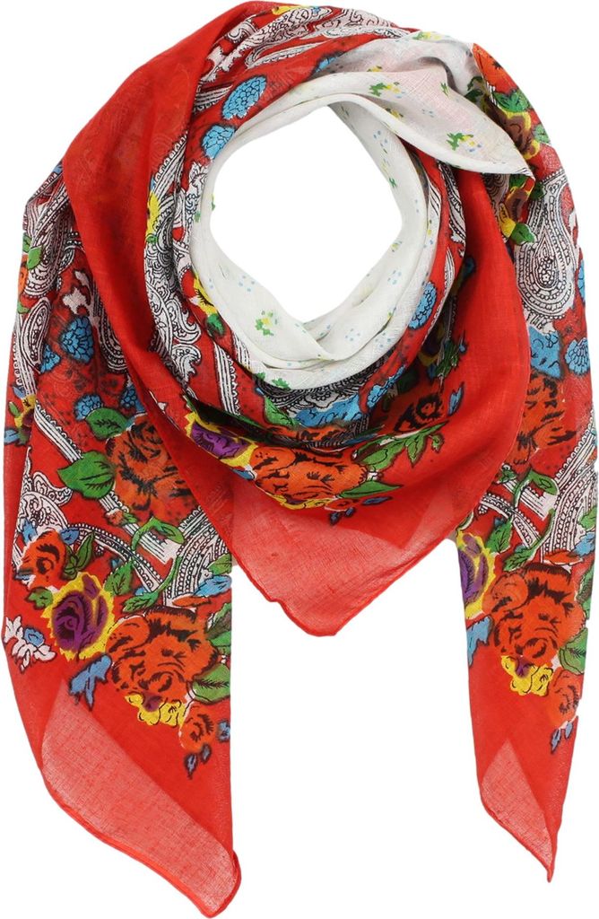 Baumwolltuch - Blumenmuster 2 rot - quadratisches Tuch Produktbild 