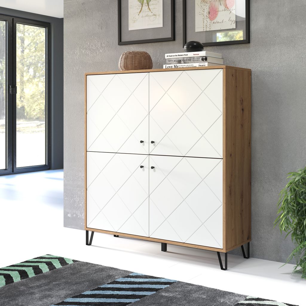 trendteam Wohnen Highboard Touch Artisan Eiche Melamin/Weiß Produktbild 10