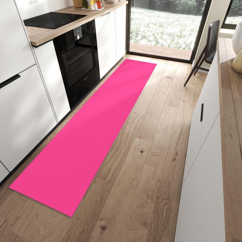Küchenteppich 60x270cm rutschfest & abwischbar PVC Läufer - Pinker Hintergrund