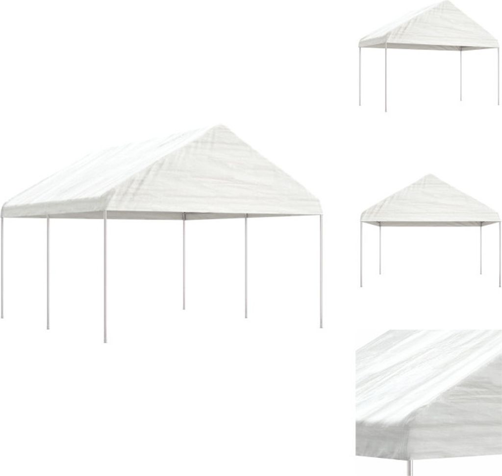 vidaXL Pavillon mit Dach Weiß 4,46x4,08x3,22 m Polyethylen - Pavillons & Partyzelte