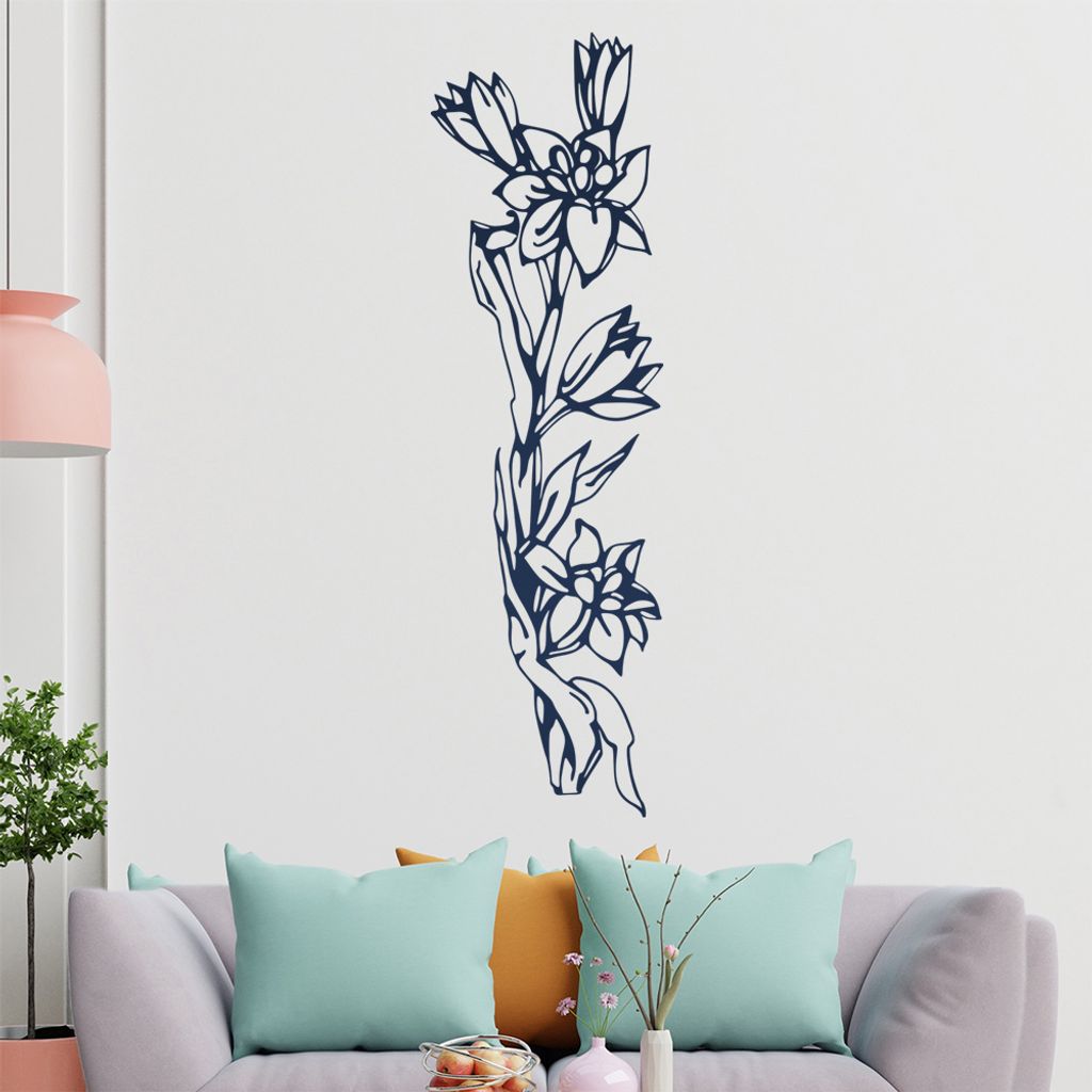 Blumen - Ranken Wandtattoo in 6 Größen - Wandaufkleber Wall Sticker - Dekoration, Küche, Wohnzimmer, Schlafzimmer, Badezimmer